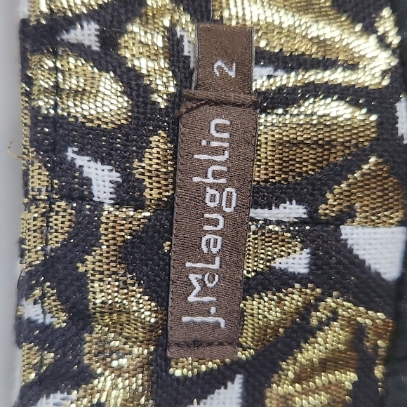NWOT J. McLaughlin Black Gold Metallic Floral Jacquard Zip Front Skirt Size 2 - Picture 11 of 13